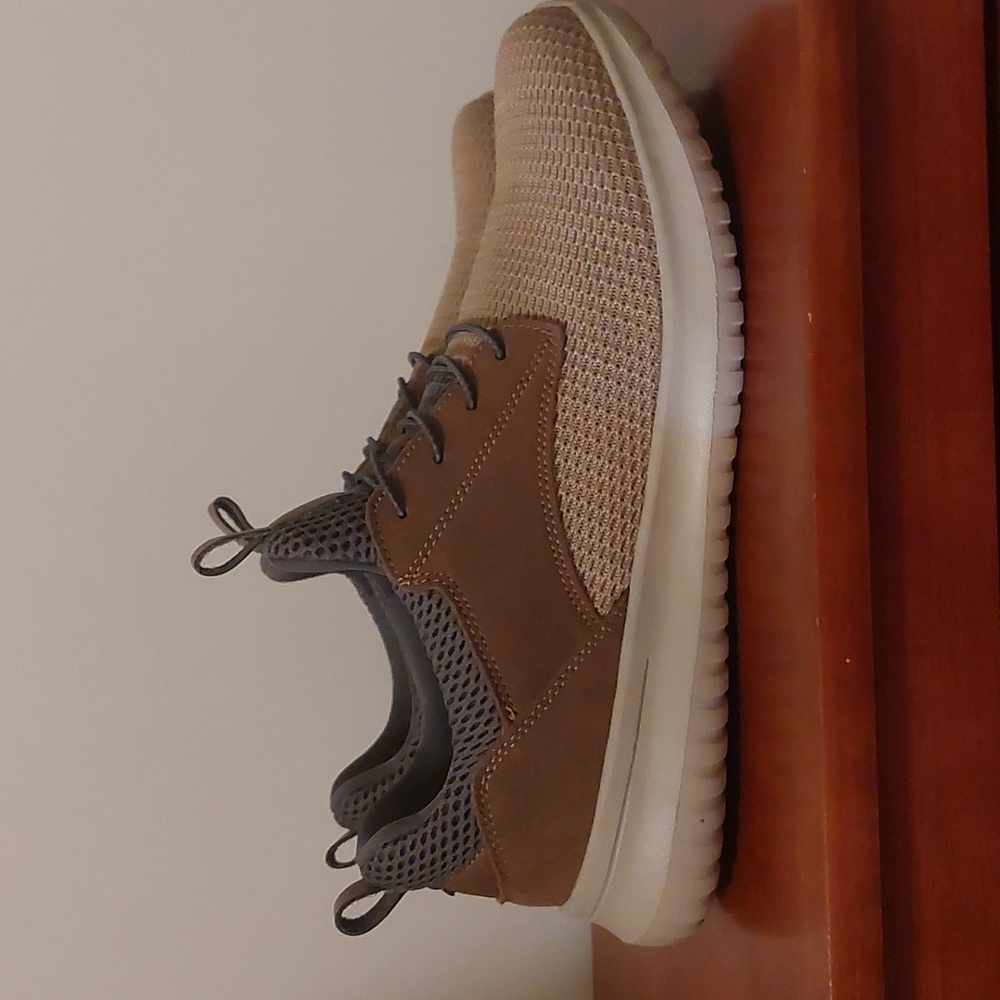 Men's light brown colour block slip-ons
